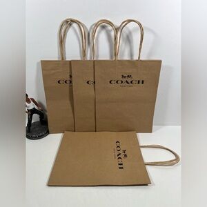 New 4-Pack Coach Paper Shopping Bags Small Size Brown Paper Gift Bag